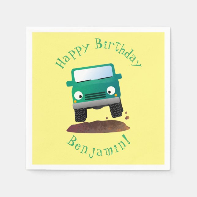 Cute 4X4 offroad vehicle cartoon car  Napkins (Front)