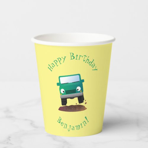 Cute 4X4 offroad vehicle cartoon car Paper Cups