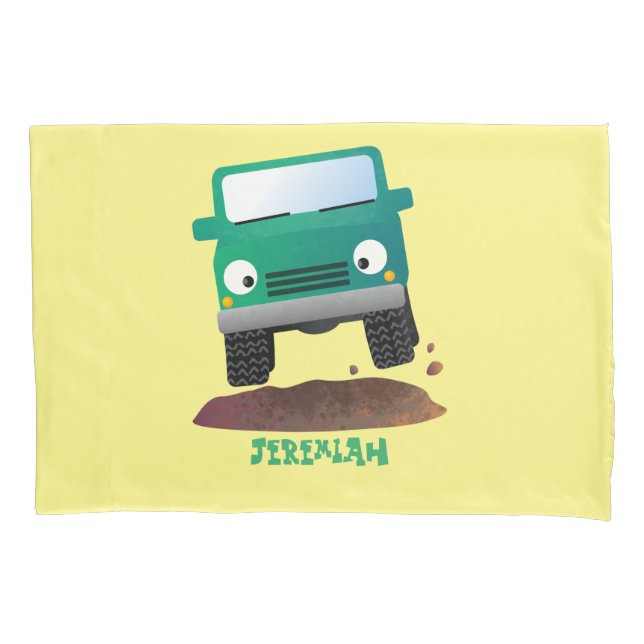 Cute 4X4 offroad vehicle cartoon car Pillow Case (Front)