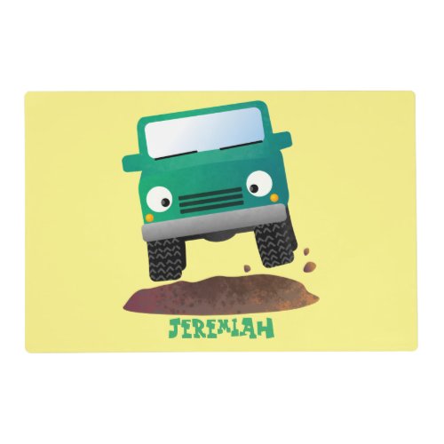 Cute 4X4 offroad vehicle cartoon car Placemat