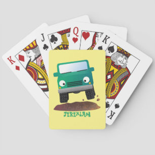 Cute 4X4 offroad vehicle cartoon car Poker Cards
