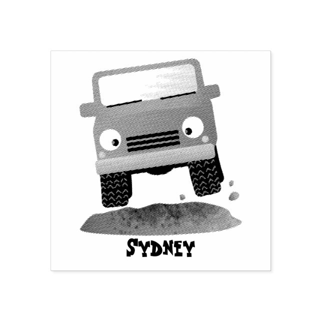 Cute 4X4 offroad vehicle cartoon car Rubber Stamp (Imprint)