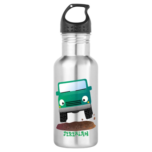 Cute 4X4 offroad vehicle cartoon car Stainless Steel Water Bottle (Front)