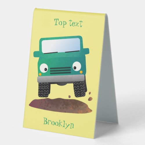 Cute 4X4 offroad vehicle cartoon car Table Tent Sign