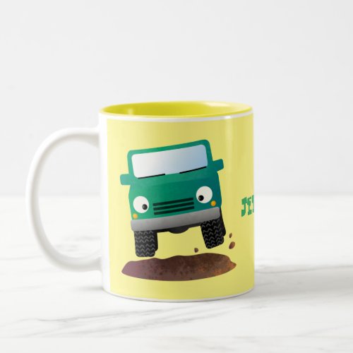 Cute 4X4 offroad vehicle cartoon car Two_Tone Coffee Mug