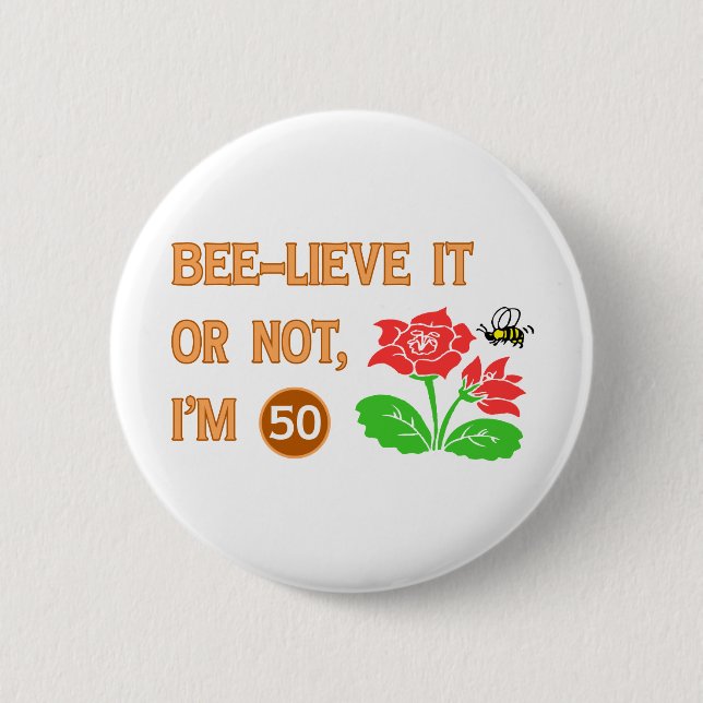 Cute 50th Birthday Gift Idea Pinback Button (Front)