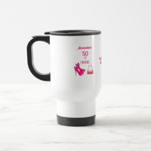 Cute 50th Birthday Hot Pink High Heels Name Gift Travel Mug