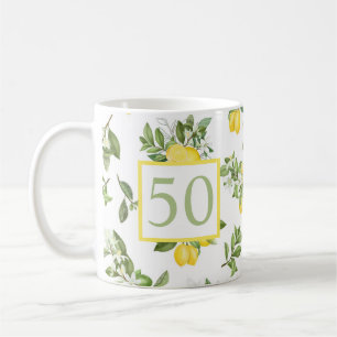 Cute 50th Birthday Lemon Citrus Botanical Coffee Mug