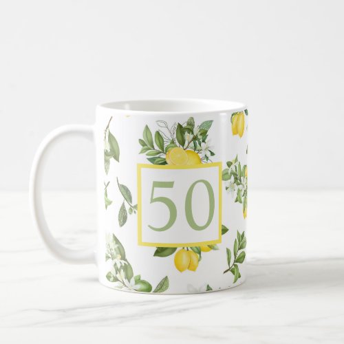 Cute 50th Birthday Lemon Citrus Botanical  Coffee Mug