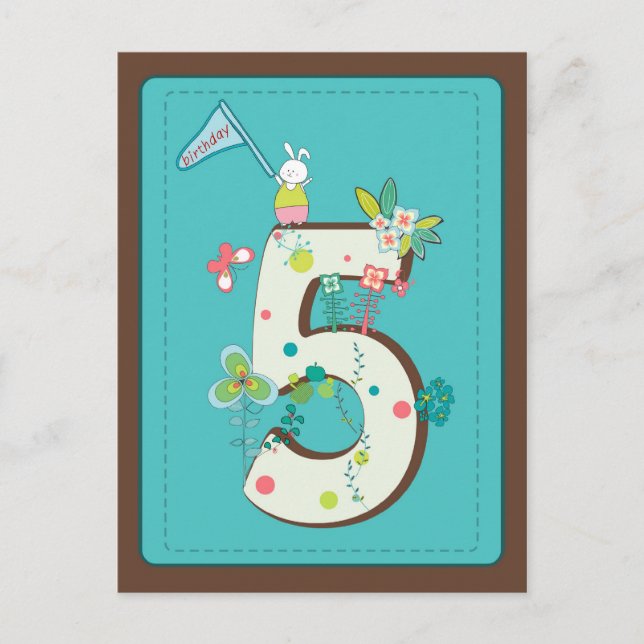 cute 5 birthday card (Front)