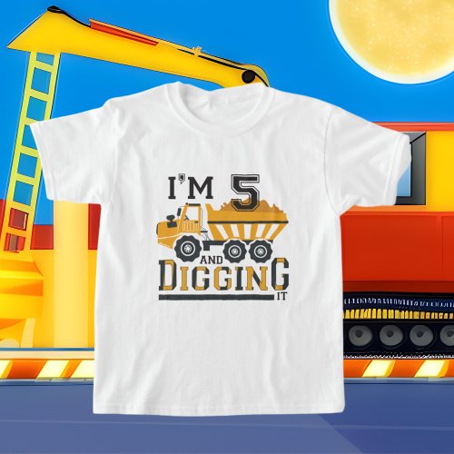 cute 5th Birthday construction dump truck T_Shirt