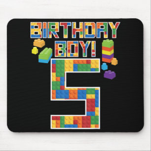 Cute 5th Birthday Gift 5 Years Old Block Building  Mouse Pad