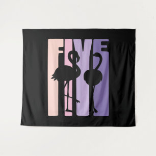 Cute 5th Birthday Gift I Flamingo I 5 Years Old Tapestry