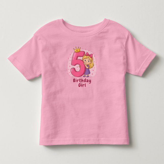 Cute 5th Birthday Girl Celebration Toddler T-shirt (Front)