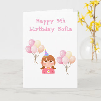Cute 5th girls birthday card
