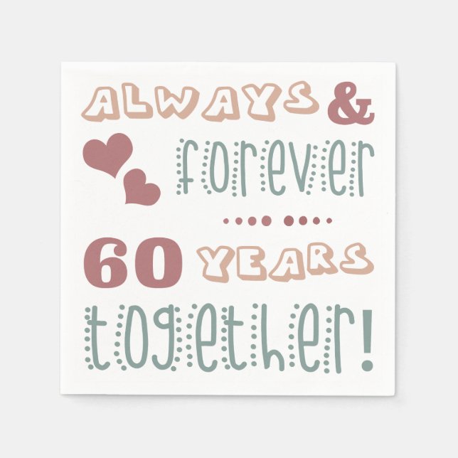 Cute 60th Wedding Anniversary Napkins (Front)