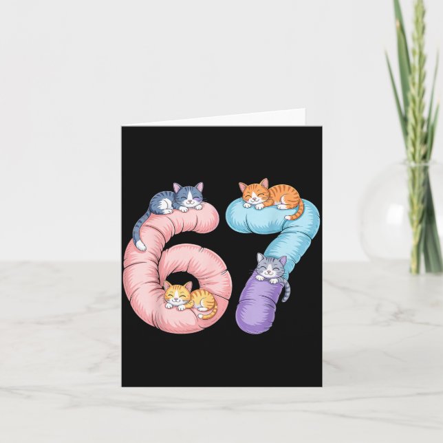 Cute 67 Cat Meme Design  Card (Front)