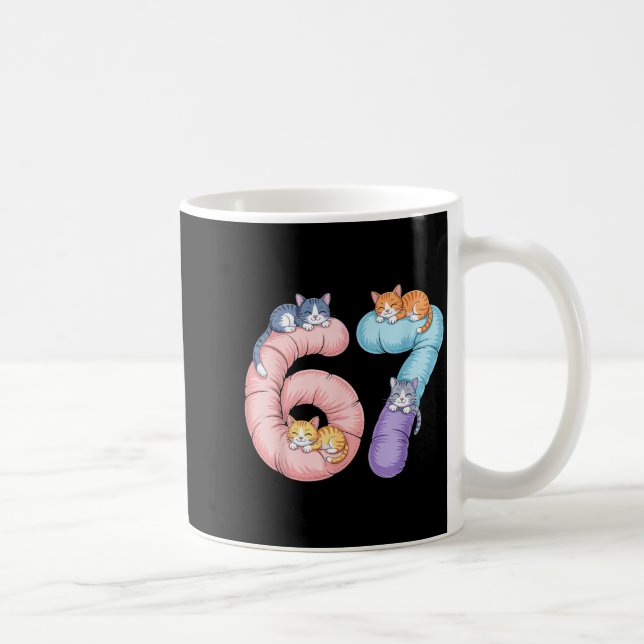 Cute 67 Cat Meme Design  Coffee Mug (Right)