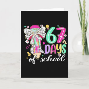 Cute 67 Days Of School Pencil Bow Classroom Theme Card