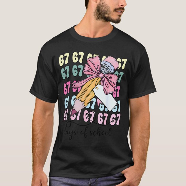 Cute 67 Days Smarter 67 Days Of School Coquette Bo T-Shirt (Front)