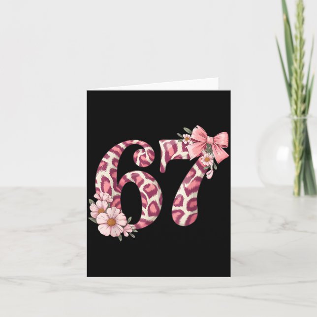 Cute 67 Meme Nk Bow Leopard Floral For Girl Women  Card (Front)