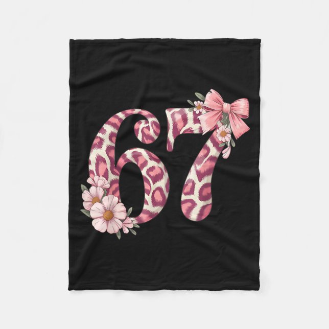 Cute 67 Meme Nk Bow Leopard Floral For Girl Women  Fleece Blanket (Front)