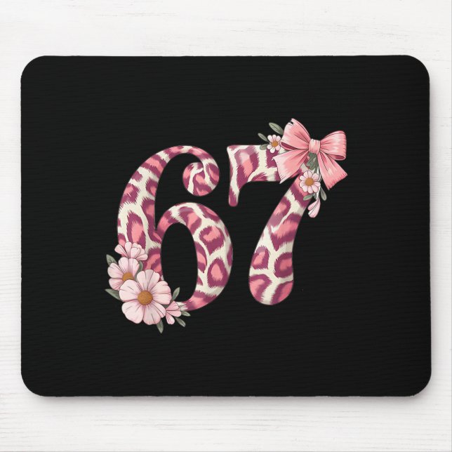 Cute 67 Meme Nk Bow Leopard Floral For Girl Women  Mouse Pad (Front)
