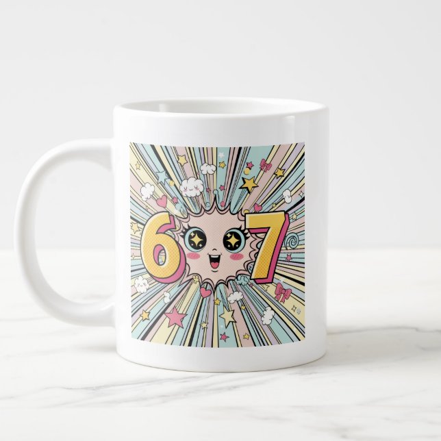 Cute 6 7 Brainrot Chibi Anime Giant Coffee Mug (Left)