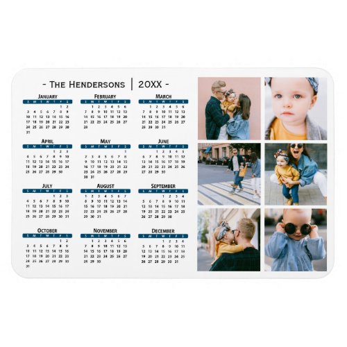 Cute 6 Photo Collage 2021 Yearly Calendar Fridge Magnet