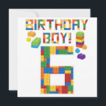 Cute 6th Birthday Gift 6 Years Old Block Building  Save The Date<br><div class="desc">Cute 6th Birthday Gift 6 Years Old Block Building Boys Kids T-Shirt</div>