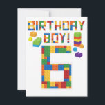 Cute 6th Birthday Gift 6 Years Old Block Building  Save The Date<br><div class="desc">Cute 6th Birthday Gift 6 Years Old Block Building Boys Kids T-Shirt</div>