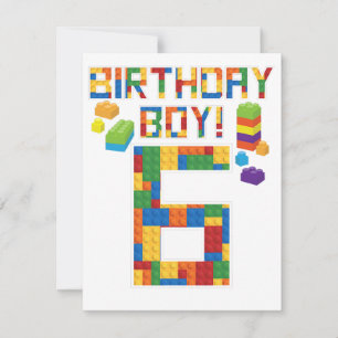 Cute 6th Birthday Gift 6 Years Old Block Building Save The Date