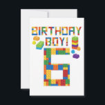 Cute 6th Birthday Gift 6 Years Old Block Building  Save The Date<br><div class="desc">Cute 6th Birthday Gift 6 Years Old Block Building Boys Kids T-Shirt</div>