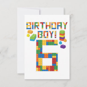 Cute 6th Birthday Gift 6 Years Old Block Building Save The Date