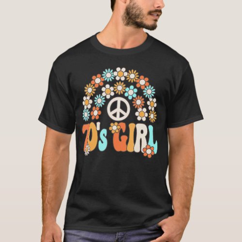 Cute 70S Girl Groovy Hippie          T_Shirt