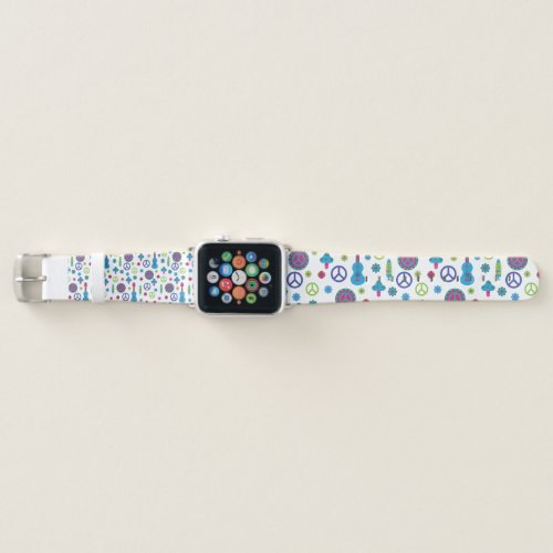 Cute 70s Retro Peace Love  Music Colorful 42mm Apple Watch Band