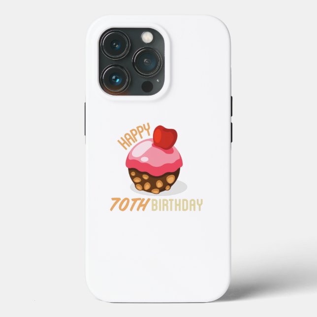 Cute 70th birthday design with chocolate cake Case-Mate iPhone case (Back)