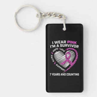Cute 7 Years Breast Cancer Free Survivor Pink Keychain