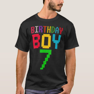 Cute 7th Birthday   7 Years Old Block Building Boy T-Shirt