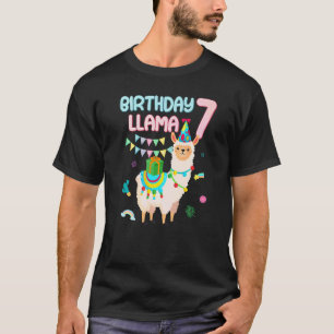 Cute 7th Birthday Llama 7 Years Old Themed Alpaca T-Shirt