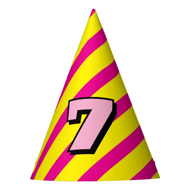 Cute 7th surprise Birthday celebration paper Party Hat (Front)
