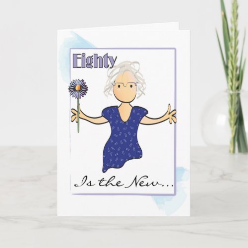 Cute 80 Birthday Card with Flower for Her  