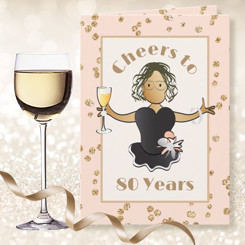 Cute 80th Birthday Cheers to 80 Sparkle Glitter  Card