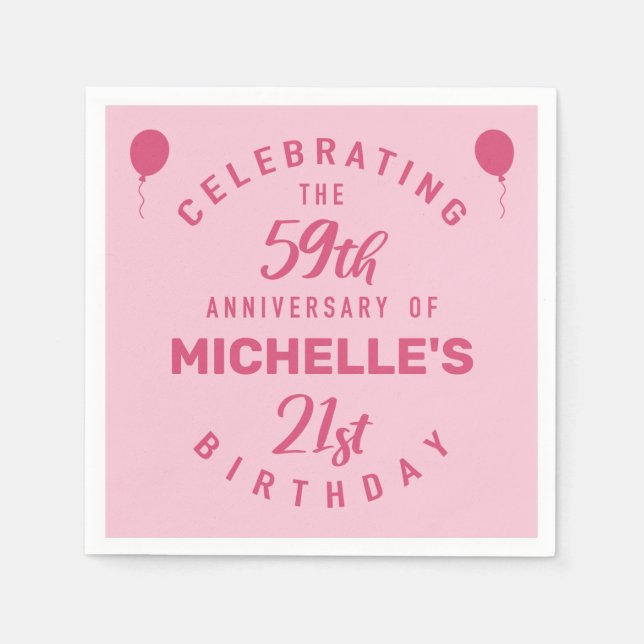 Cute 80th Birthday Personalized Napkins (Front)