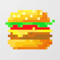 Cute 8-bit Pixel Art Burger Fun Geek Fast Food Window Cling