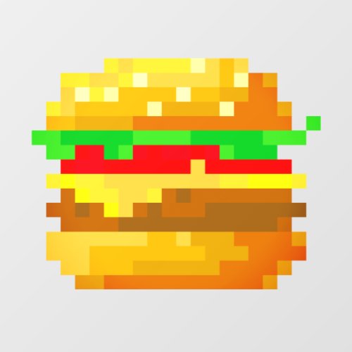 Cute 8_bit Pixel Art Burger Fun Geek Fast Food Window Cling