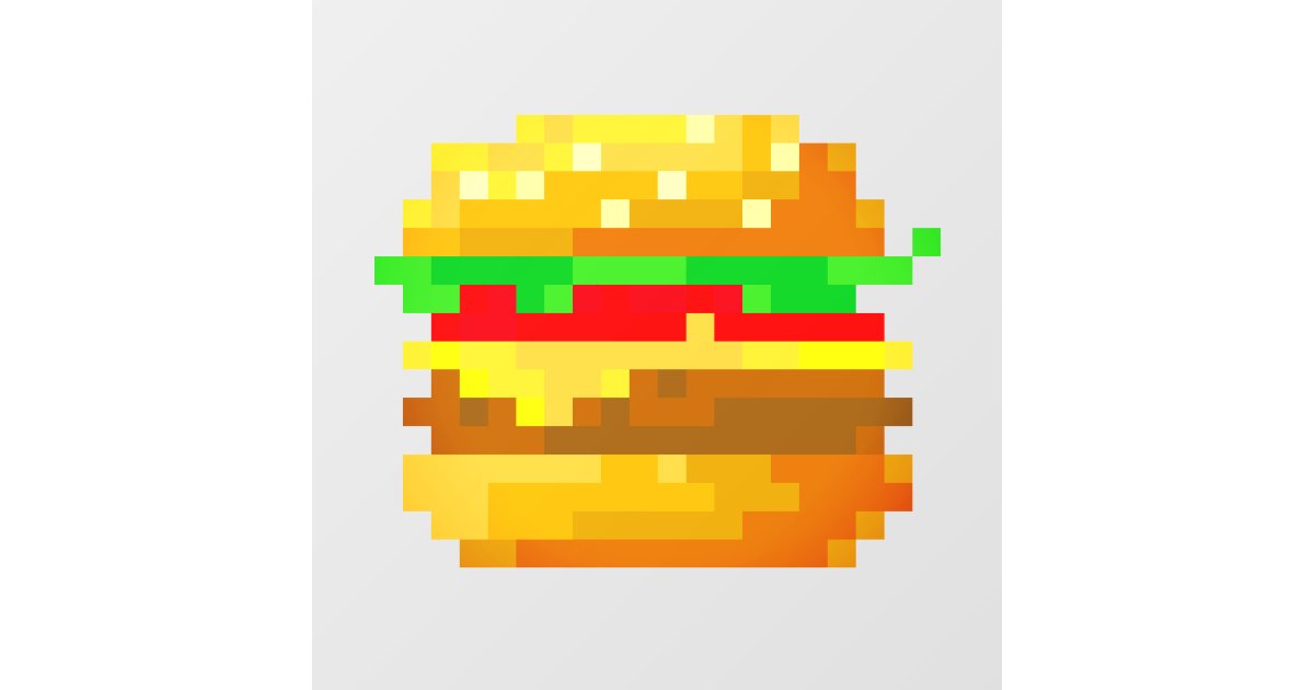 Cute 8-bit Pixel Art Burger Fun Geek Fast Food Window Cling | Zazzle