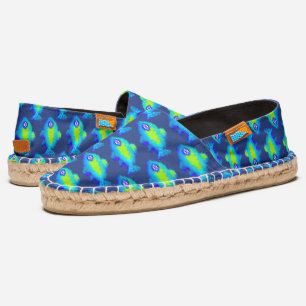 Cute 8 Bit Pixel Art Fish Blue Green Pattern Geek Espadrilles