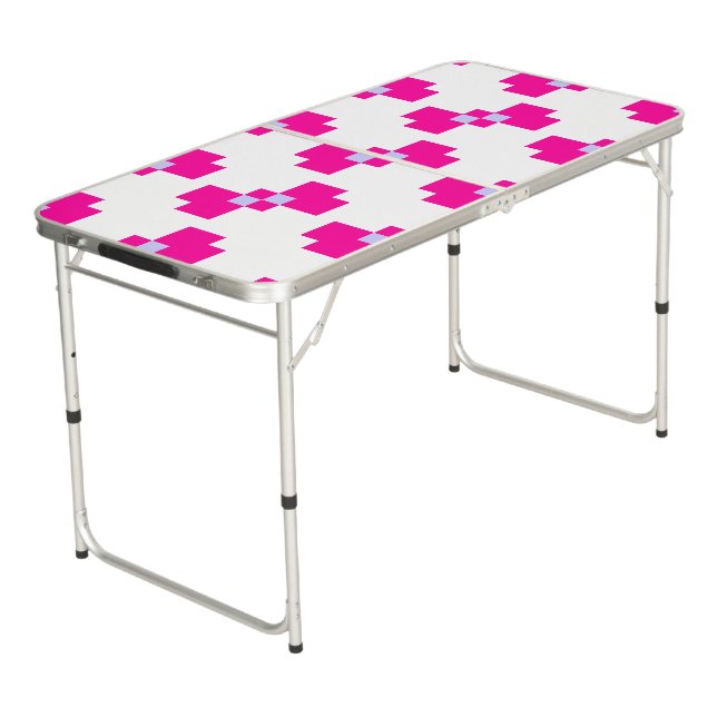 Cute 8 Bit Pixel Bow Beer Pong Table (Angled)