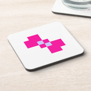 Cute 8 Bit Pixel Bow Beverage Coaster